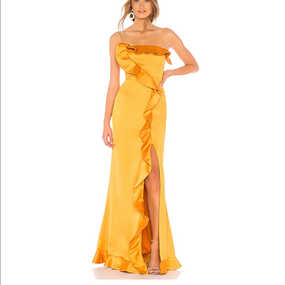 NBD Strapless Gown, Gold, Size Medium